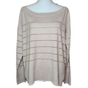 Soho Street Rose Gold Slouchy Sweater Womens Medium Soft Cozy Fall Autumn Stripe